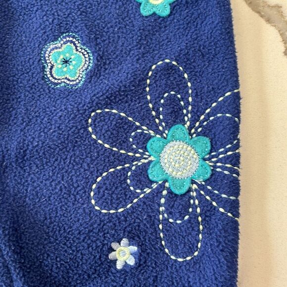 Carter's | Infant Girls Blue Floral Soft Fleece Jumpsuit Romper 0-3M - Picture 5 of 16